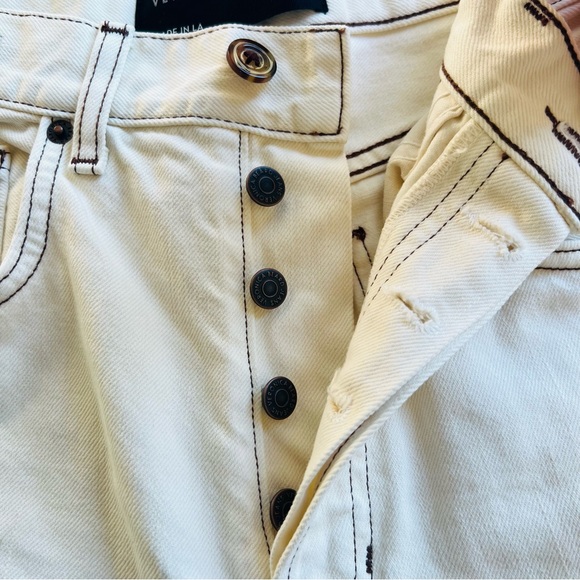 VERONICA BEARD Blake Straight Leg Jean in Ecru Contrast Stitching Size 29 - Picture 6 of 11